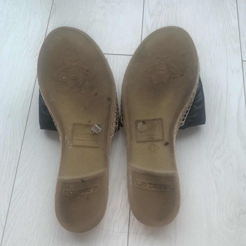 Gucci Napa Charlotte Nero GG Leather Espadrille Slide Sandal SZ EU36.5 6.5US - Picture 4 of 10